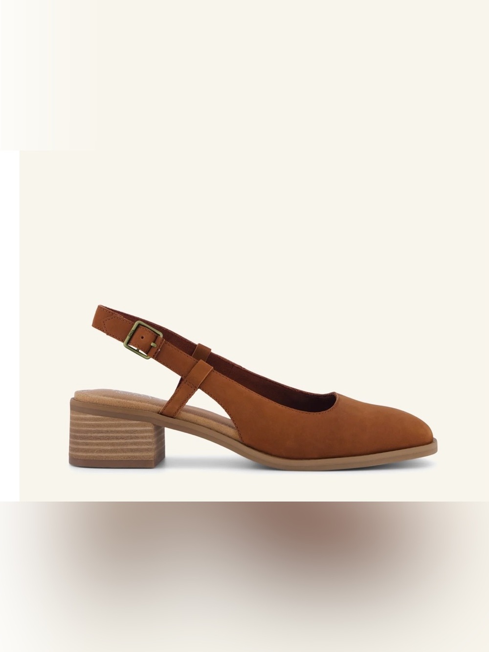 ๐ TOMS Women's Womens Jaclyn Slingback Heel Amber Brown Nubuck Leather - 8 NIB - Picture 5 of 6